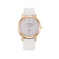 Orologio al quarzo da donna minimalista con cinturino in pelle bianca e quadrante glitter. - Stile Solo Orologio (Y015) / Bianco