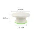 Plastic cake turntable rotating stand for baking decorating, 26.5cm diameter white base. - Green Turntable
