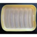 Siliconen hotdog vorm met deksel 6-holte worst bakplaat DIY keukenhulp voor thuisgemaakte snacks - Lichtgeel