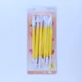 Fondant cake decorating tools set, polymer clay carving sculpting shaping pens with double ends. - Blister Pack / Light Yellow