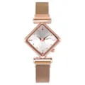 Orologio da polso al quarzo donna oro rosa forma diamante con cinturino maglia magnetico - Solo orologio / Argento
