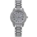 Orologio al quarzo con strass da donna argento metallo scintillante quadrante numeri romani - Orologio Singolo Argento