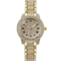 Orologio Donna Oro Strass Quarzo Lusso Cristallo Bracciale Brillante Moda per Regalo Signora - Orologio Singolo Oro