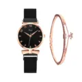 Set di orologio al quarzo da donna e bracciale con cinturino magnetico e ciondolo stella. - Orologio+Bracciale / Nero