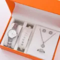 Numeri Romani Quadrante Tutto Strass Argento Set 5 Pezzi con Bracciale Strass e Orologio (36) / Senza Scatola / Argento