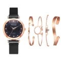 Damen Quarzurhr und Armband Set, schwarzes Magnet-Mesharmband, elegantes Modegeschenk Set. - Einzelne Uhr / Roségold