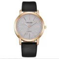Orologio da donna al quarzo con cinturino in pelle nera, cassa oro rosa e quadrante glitterato. - Stile Glitter Semplice (5) / Nero