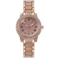 Montre femme strass or rose de luxe avec cristaux étincelants et cadran à chiffres romains. - Montre Unique Or Rose