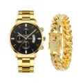 Orologio Quarzo Uomo Acciaio Inossidabile Data Lancette Luminose Bracciale Set - Stile 6 Con Bracciale