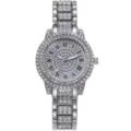 Orologio da donna al quarzo con strass argento cristallo lucido elegante orologio da polso regalo - Stile Argento con Strass Completo (Y001) / Solo orologio