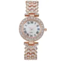 Elegante orologio quarzo strass donna oro rosa quadrante numeri romani cinturino cristallo - Orologio al quarzo / Oro rosa