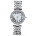 Stupendo orologio quarzo donna con strass numeri romani e cinturino metallo argento. - Orologio al quarzo / Argento
