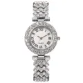 Montre quartz femme strass luxe avec chiffres romains et bracelet chaîne cristal étincelant. - Style Montre Seule / Argent