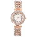 Élégante montre quartz femme strass avec chiffres romains et bracelet chaîne or rose. - Style Montre Seule / Or rose