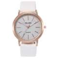 Orologio da polso al quarzo da donna con cinturino in pelle bianca e cassa in oro rosa. - Bianco