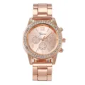 Orologio donna al quarzo oro rosa con strass lunetta brillante e cinturino metallo. - Oro rosa