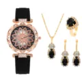 Elegante set di orologio al quarzo da donna e gioielli con collana orecchini e anello brillanti strass. - Orologio Metallo Oro Rosa con Set Gioielli (7)