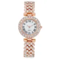 Elegante orologio da polso da donna in strass con cinturino in oro rosa e quadrante. - Solo orologio / Oro rosa