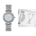 Montre quartz strass pour femme et ensemble de bijoux bracelet collier bague boucles. - Coffret Cadeau De Cinq Pièces / Or rose
