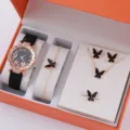 Set 5 pezzi orologio collana bracciale orecchini anello farfalla moda regalo donna - Stile 9+ Set Gioielli (Senza Confezione Regalo) (5555011087237)