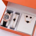 Set orologio bracciale collana orecchini donna cinturino pelle scatola regalo lusso - Stile 7+ Set Gioielli (Senza Confezione Regalo) (5555011087235)