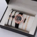 Set orologio e bracciali da donna 5 pezzi orologio al quarzo alla moda confezione regalo - Stile 2+ Set Gioielli (Senza Confezione Regalo) (5555011087230)