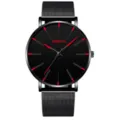 Orologio da polso al quarzo da uomo nero con cinturino in maglia e indici rossi. - Cinturino Maglia Nero Scala Rossa (1)