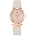 Elegante orologio da donna con cassa in oro rosa, quadrante lavorato e cinturino in pelle. - Oro Rosa Beige (Beige)