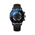 Orologio uomo quarzo cinturino pelle nera vetro blu moda cronografo orologio da polso - Cassa Nera Cinturino in Pelle Nera (26)