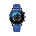 Orologio da polso al quarzo da uomo con cinturino in pelle blu e quadrante chic. - Cassa Nera Cinturino in Pelle Blu Martellata (25)