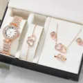 Orologio quarzo strass oro rosa donna e cofanetto regalo gioielli cuore - Orologio Oro Rosa Con Gioielli (Senza Scatola)