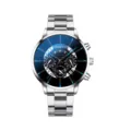 Orologio al quarzo uomo cinturino in acciaio inox affari casual calendario polso elegante - Cinturino in Maglia Metallica Argento (Quadrante Bicolore Blu Nero)