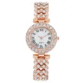 Elegante orologio al quarzo da donna in oro rosa con strass brillanti e numeri romani. - Orologio Oro Rosa Solo (Senza Scatola)