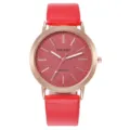 Orologio al quarzo da donna con cinturino rosso cassa oro rosa e quadrante luminoso. - Rosso