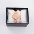 Elegante orologio al quarzo e bracciale con amore in oro rosa con scatola regalo chic - Stile Regolare con Bracciale e Confezione Regalo / Oro rosa