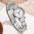 Elegante orologio da donna al quarzo con cinturino in metallo argento e quadrante bianco. - Stile Tondo (4) / Argento Quadrante Bianco (Tondo)