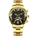 Orologio da polso al quarzo cronografo dorato da uomo con cinturino in acciaio inossidabile. - Orologio Singolo (6)