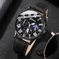 Orologio al quarzo nero da uomo con numeri romani e cinturino in pelle, elegante modello casual. - Solo Orologio N. 18 (18) / Nero