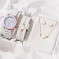 Set orologio donna di lusso orologio al quarzo minimalista con gioielli a cuore - Accessorio Gioiello (17, Senza Scatola)