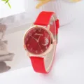 Orologio da polso donna al quarzo rosso con cassa dorata e quadrante luna stella elegante - Solo orologio / Rosso
