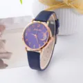Orologio da polso al quarzo da donna elegante con cinturino blu e quadrante viola. - Solo orologio / Blu