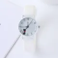 Orologio al quarzo per bambini in stile minimalista con simpatico motivo di gatto e cinturino. - Gatto Bianco Nero