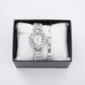 Set regalo donna con orologio al quarzo in strass e bracciale in elegante scatola. - Con Bracciale con Lettere / Senza Confezione Regalo / Nero