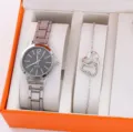 Orologio al quarzo da donna e bracciale con cuore in argento cofanetto regalo elegante - Con Bracciale Doppio Cuore (31) / Senza Confezione Regalo / Argento