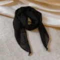 Black and white polka dot silk scarf, elegant slim neckerchief for women's daily wear. - Scarf - Black