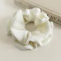 Koreaanse stijl geplooide grote haarelastiek wit elastische haarband elegante haaraccessoire - Melkwit