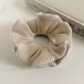 Koreaanse stijl geplooide volant grote haarelastiek elegante elastische paardenstaart houder - Khaki