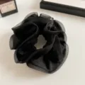 French style lazy black mesh scrunchie oversized fluffy hair tie for elegant women daily wear - Black