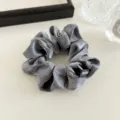 Elegant pearl yarn scrunchie grey glossy hair tie for women daily ponytail styling accessories - Gray