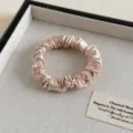 Seiden-Satin Haargummi für Damen, elegantes einfarbiges Pferdeschwanz-Haaraccessoire - Champagner